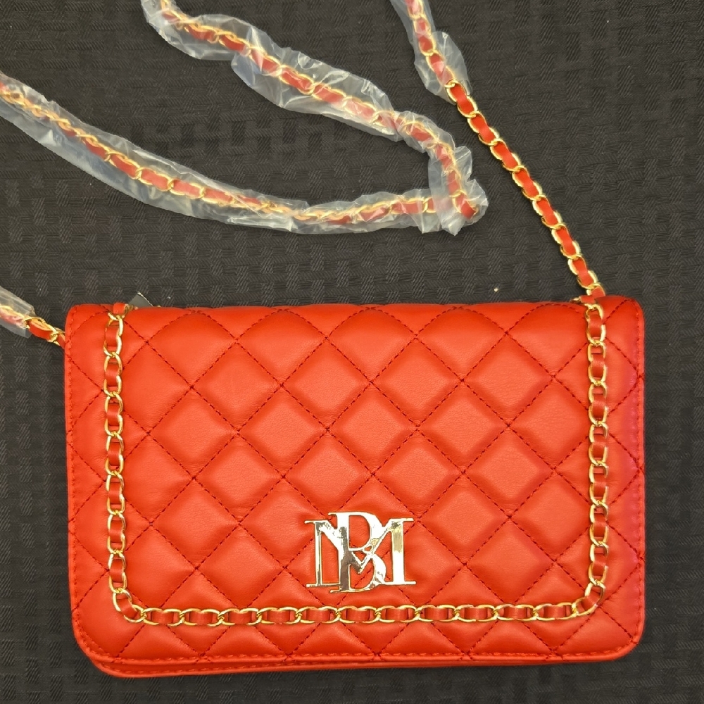 Badgley Mischka Red Quilted Shoulder Bag
